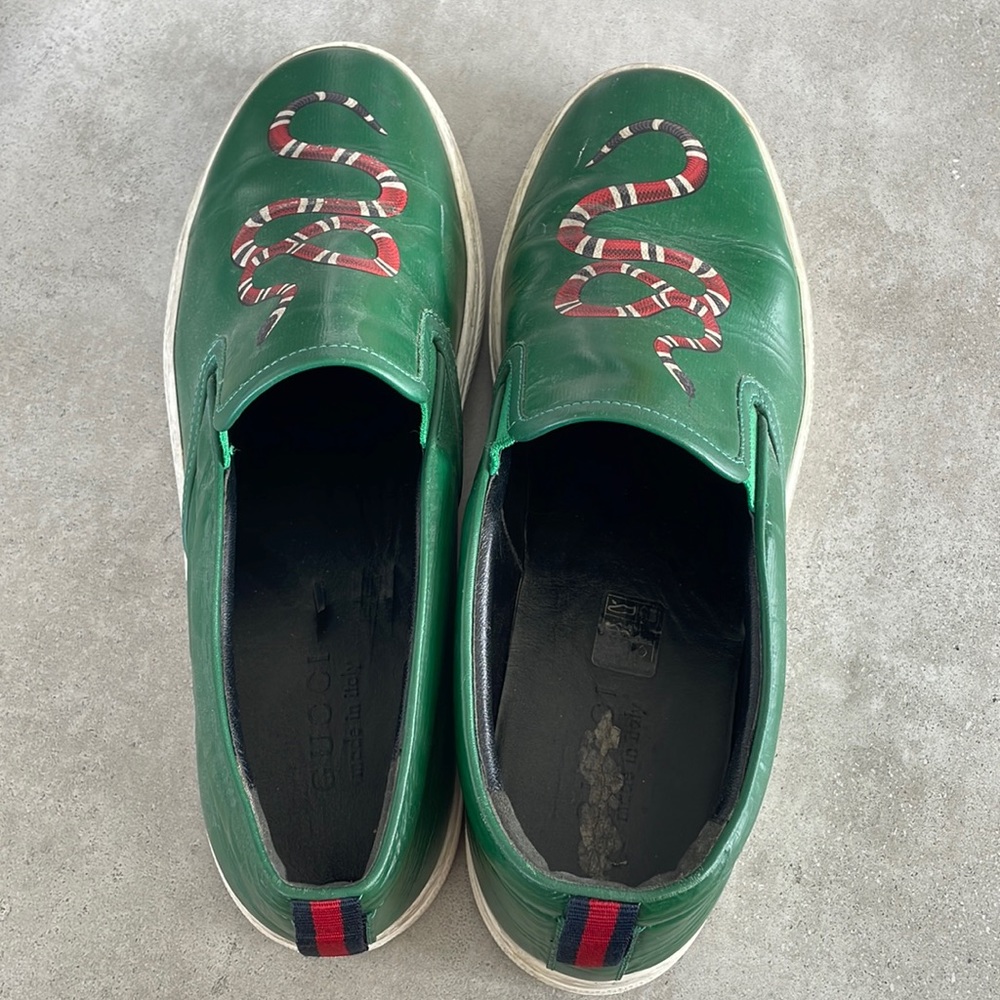 Gucci Leather Snake Loafers
